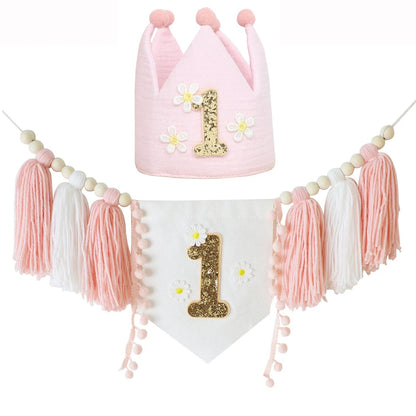 Boho 1st Birthday High Chair Banner – Modern Nursery & Baby Room Party Decoration