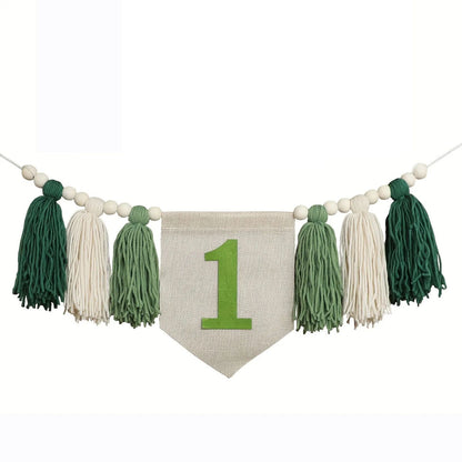 Boho 1st Birthday High Chair Banner – Modern Nursery & Baby Room Party Decoration