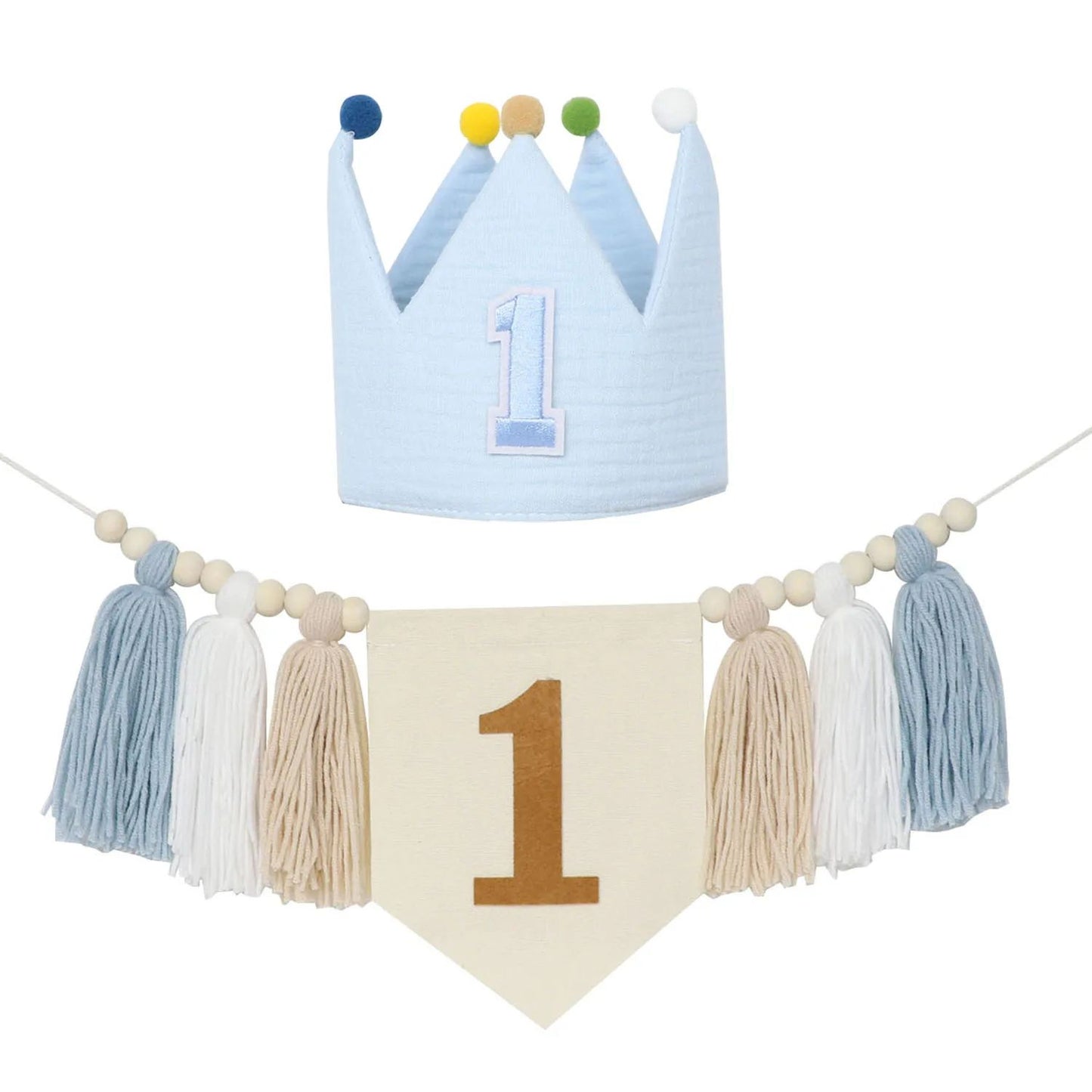 Boho 1st Birthday High Chair Banner – Modern Nursery & Baby Room Party Decoration