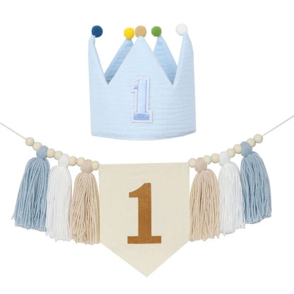 Boho 1st Birthday High Chair Banner – Modern Nursery & Baby Room Party Decoration