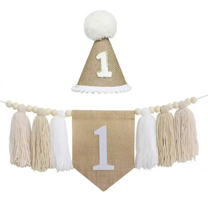 Boho 1st Birthday High Chair Banner – Modern Nursery & Baby Room Party Decoration