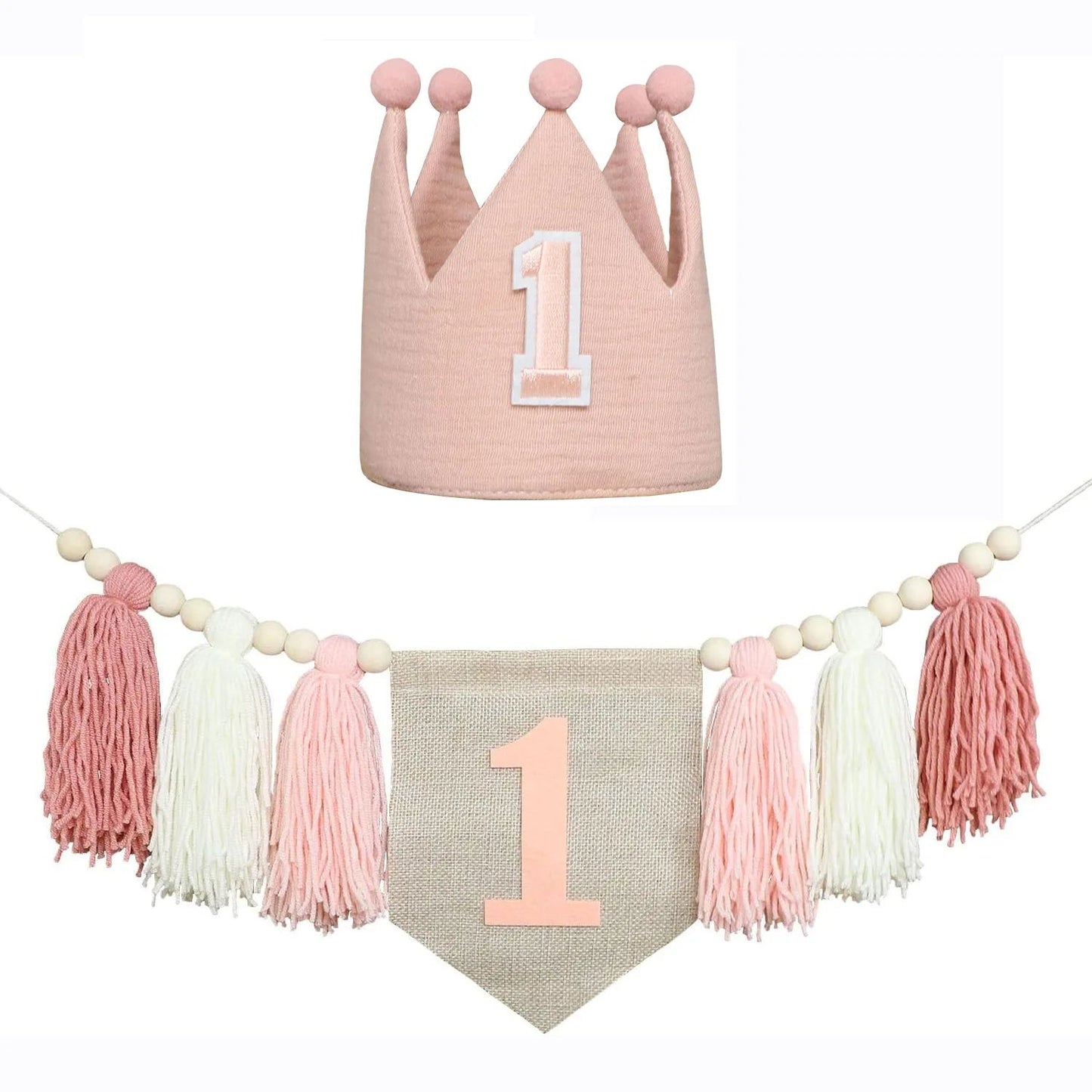 Boho 1st Birthday High Chair Banner – Modern Nursery & Baby Room Party Decoration