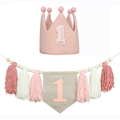 Boho 1st Birthday High Chair Banner – Modern Nursery & Baby Room Party Decoration