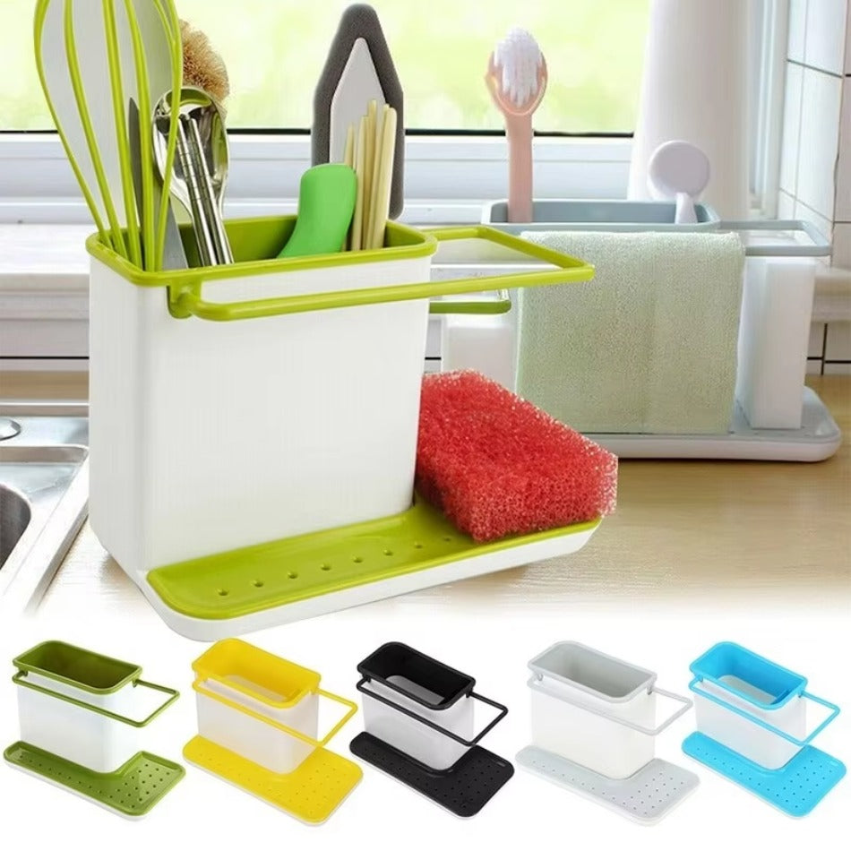 SmartSink Kitchen Sink Organizer Rack with Drip Tray & Dish Cloth Storage