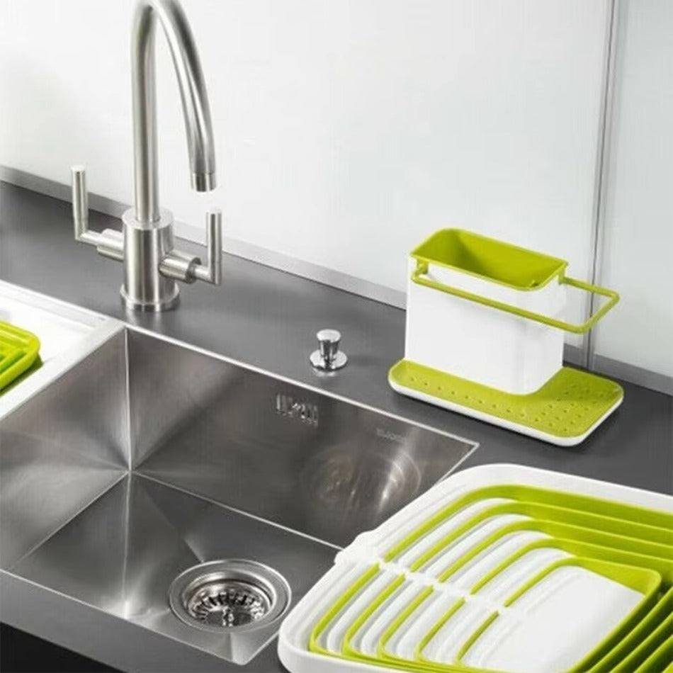 SmartSink Kitchen Sink Organizer Rack with Drip Tray & Dish Cloth Storage