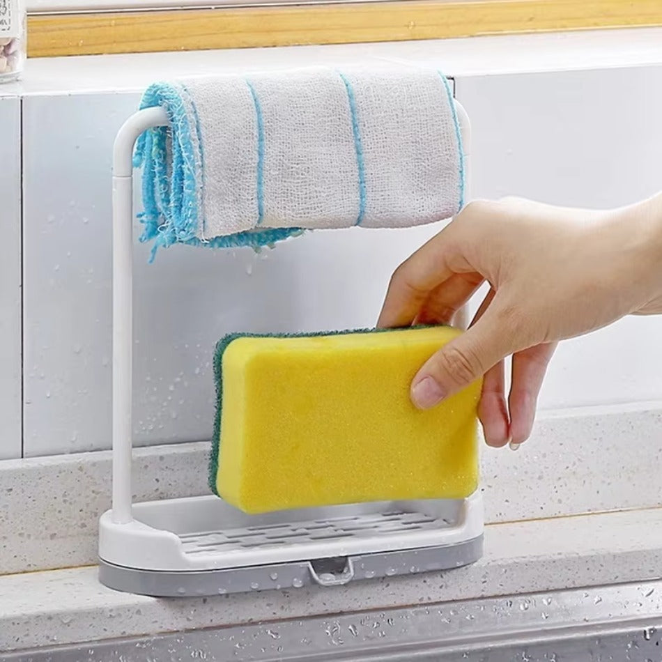 SmartSink Kitchen Sink Organizer Rack with Drip Tray & Dish Cloth Storage