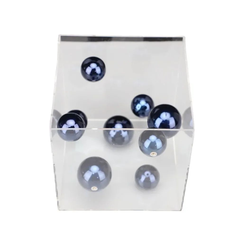 Modern Geometric Metal Ball Art Ornament with Transparent Acrylic Box Decor