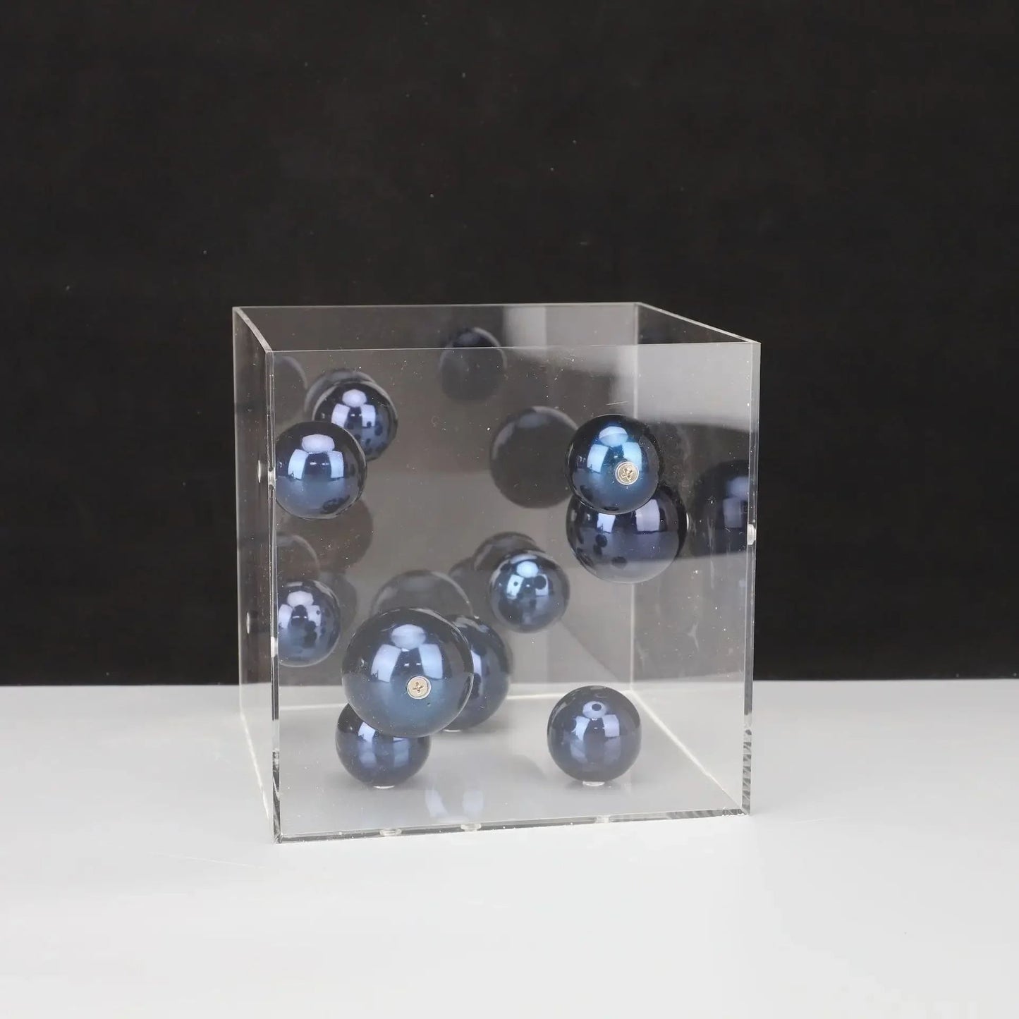 Modern Geometric Metal Ball Art Ornament with Transparent Acrylic Box Decor