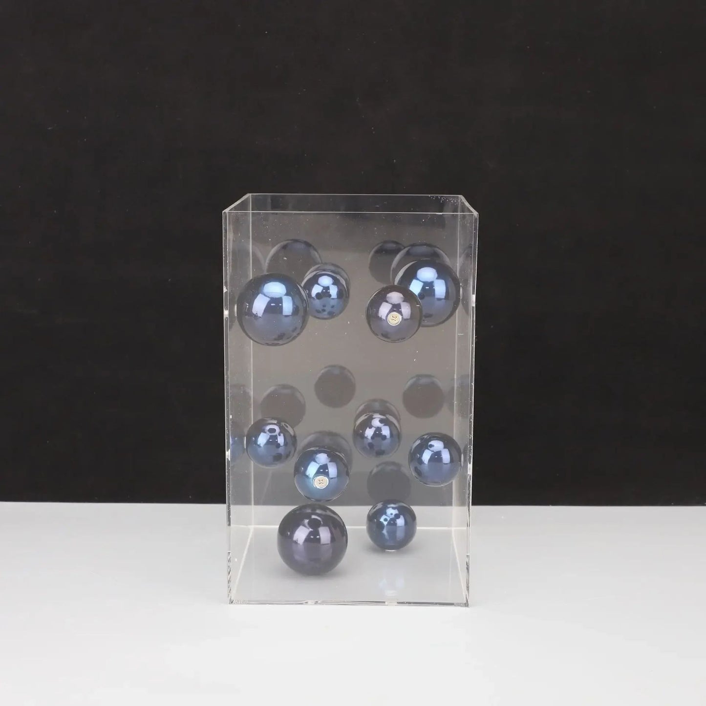 Modern Geometric Metal Ball Art Ornament with Transparent Acrylic Box Decor