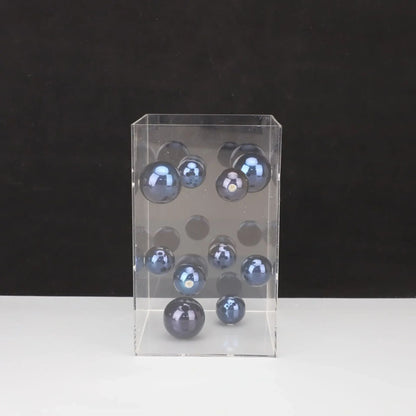 Modern Geometric Metal Ball Art Ornament with Transparent Acrylic Box Decor