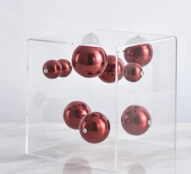 Modern Geometric Metal Ball Art Ornament with Transparent Acrylic Box Decor