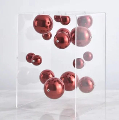 Modern Geometric Metal Ball Art Ornament with Transparent Acrylic Box Decor