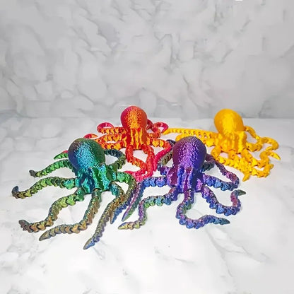 Flexible 3D Printed Octopus Figurine – Movable Ocean Animal Desk & Aquarium Decor Toy
