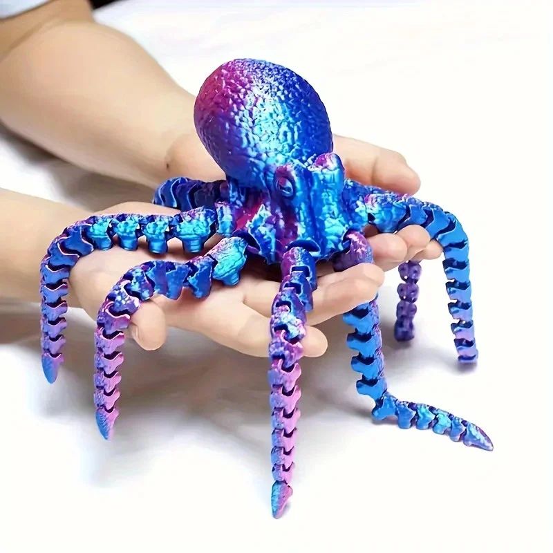 Flexible 3D Printed Octopus Figurine – Movable Ocean Animal Desk & Aquarium Decor Toy