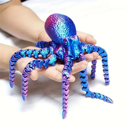 Flexible 3D Printed Octopus Figurine – Movable Ocean Animal Desk & Aquarium Decor Toy