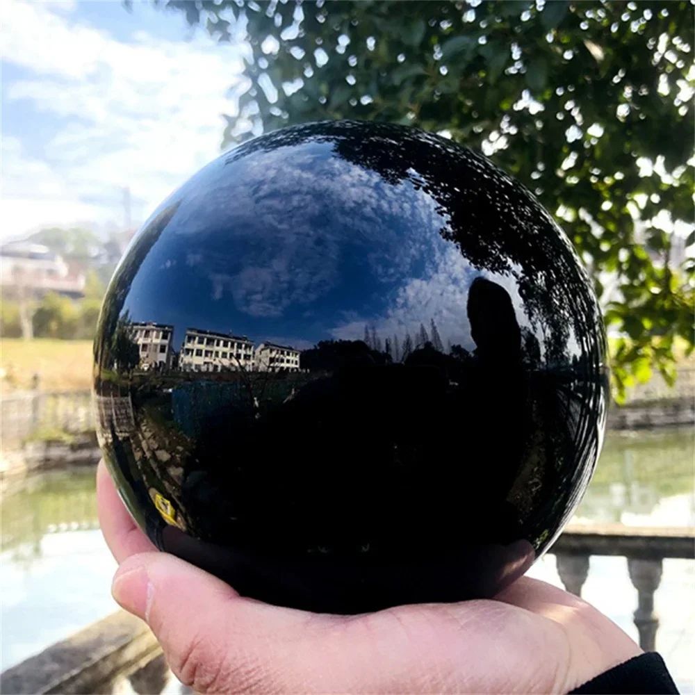 Natural Black Tourmaline Quartz Sphere – Reiki Healing Chakra Crystal Ball Decor