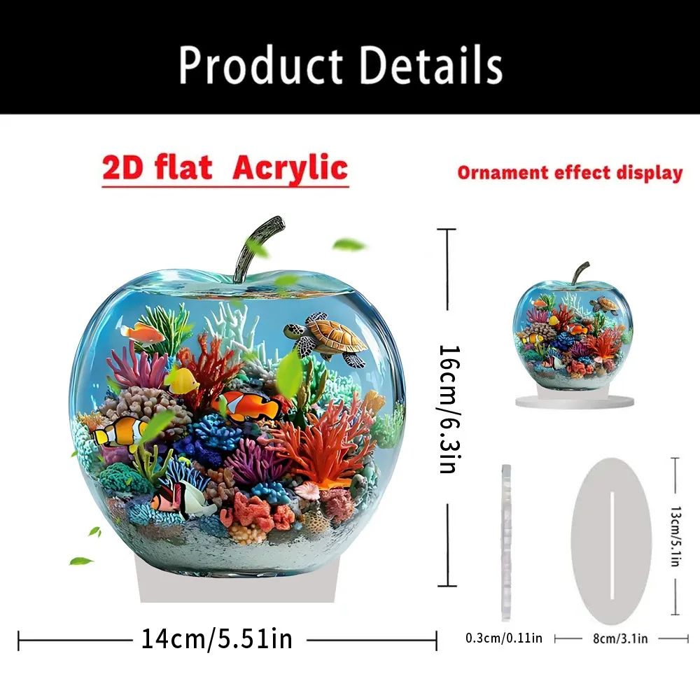 Crystal Apple Figurine Paperweight – Clear Acrylic Handmade Desk & Home Decor Ornament
