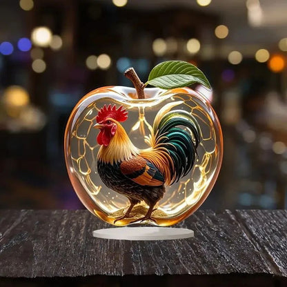 Crystal Apple Figurine Paperweight – Clear Acrylic Handmade Desk & Home Decor Ornament