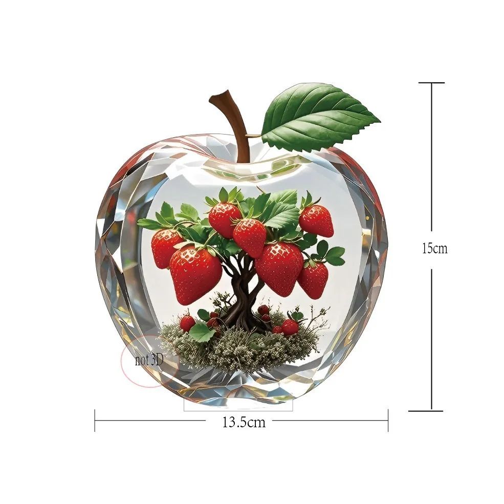 Crystal Apple Figurine Paperweight – Clear Acrylic Handmade Desk & Home Decor Ornament