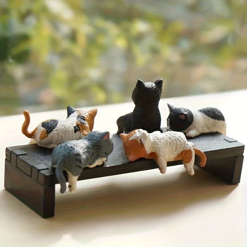 5-Pack Kawaii Healing Cat Screen Sitter Figurines – Cute Monitor Desk Companion Decor