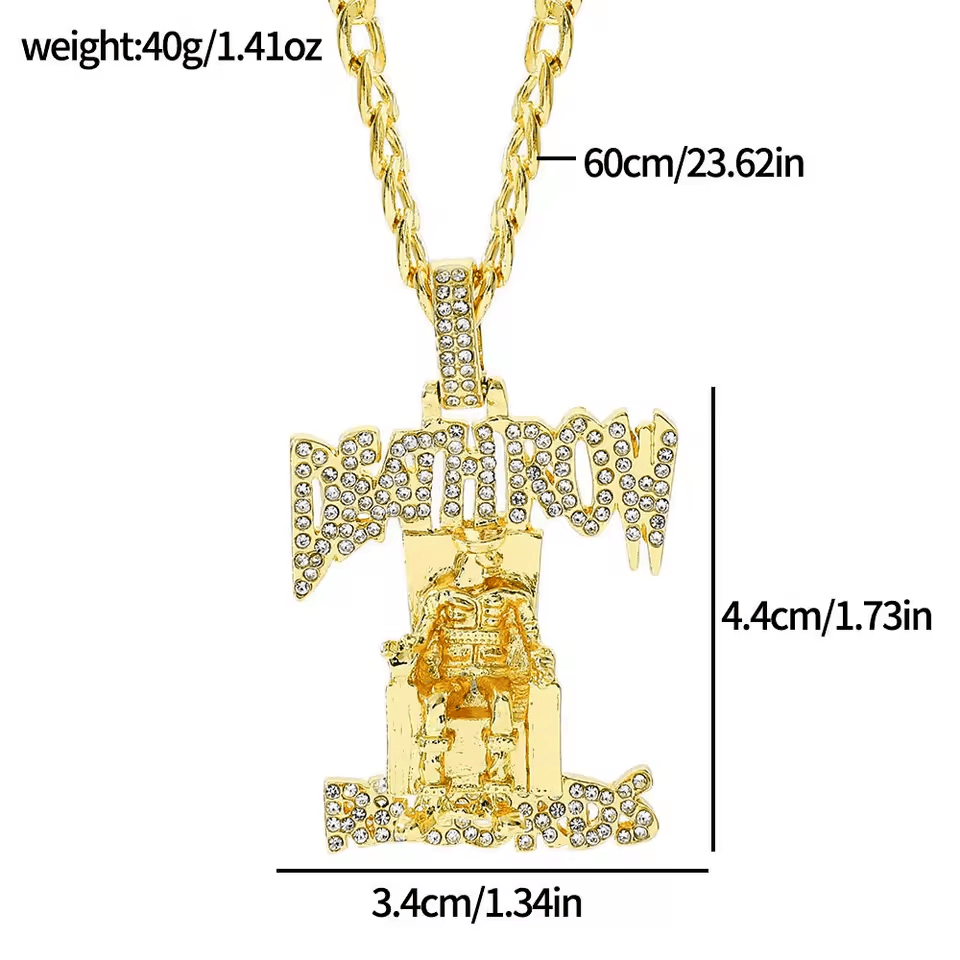 Iced Out Prisoner Pendant Necklace AAA Zircon Hip Hop Statement Chain