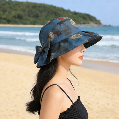 Maple Leaf Wide Brim Sun Hat Foldable UV Protection Bucket Hat for Travel & Beach Days