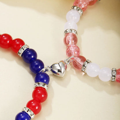 Magnetic Heart Couple Bracelets with Spider & Cat Pendants Trendy Jewelry