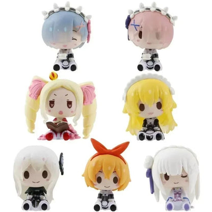 Cute ReZero Rem & Emilia Mini Anime Figurine Desk Decor