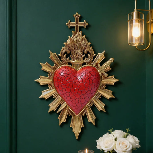 Minimalist Flaming Heart Arrow Resin Wall Pendant Decor