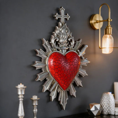 Minimalist Flaming Heart Arrow Resin Wall Pendant Decor