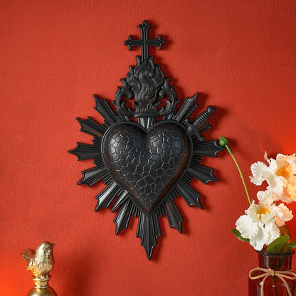 Minimalist Flaming Heart Arrow Resin Wall Pendant Decor