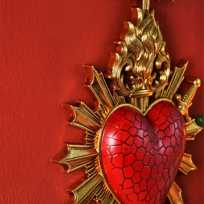Minimalist Flaming Heart Arrow Resin Wall Pendant Decor