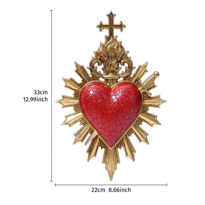 Minimalist Flaming Heart Arrow Resin Wall Pendant Decor
