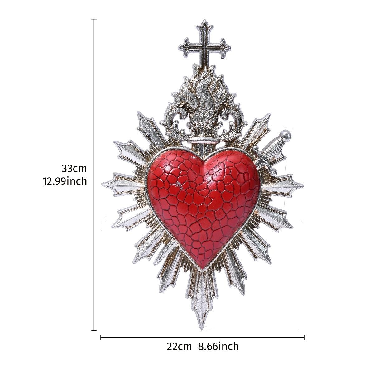 Minimalist Flaming Heart Arrow Resin Wall Pendant Decor