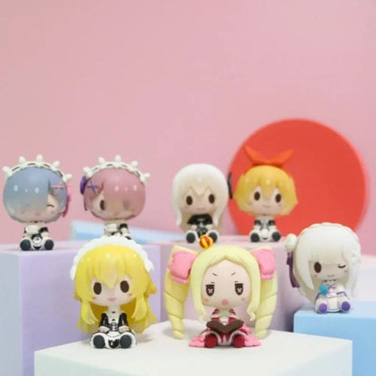 ReZero Rem & Emilia Mini Anime Figure Set – Cute PVC Desk Decoration Collectible