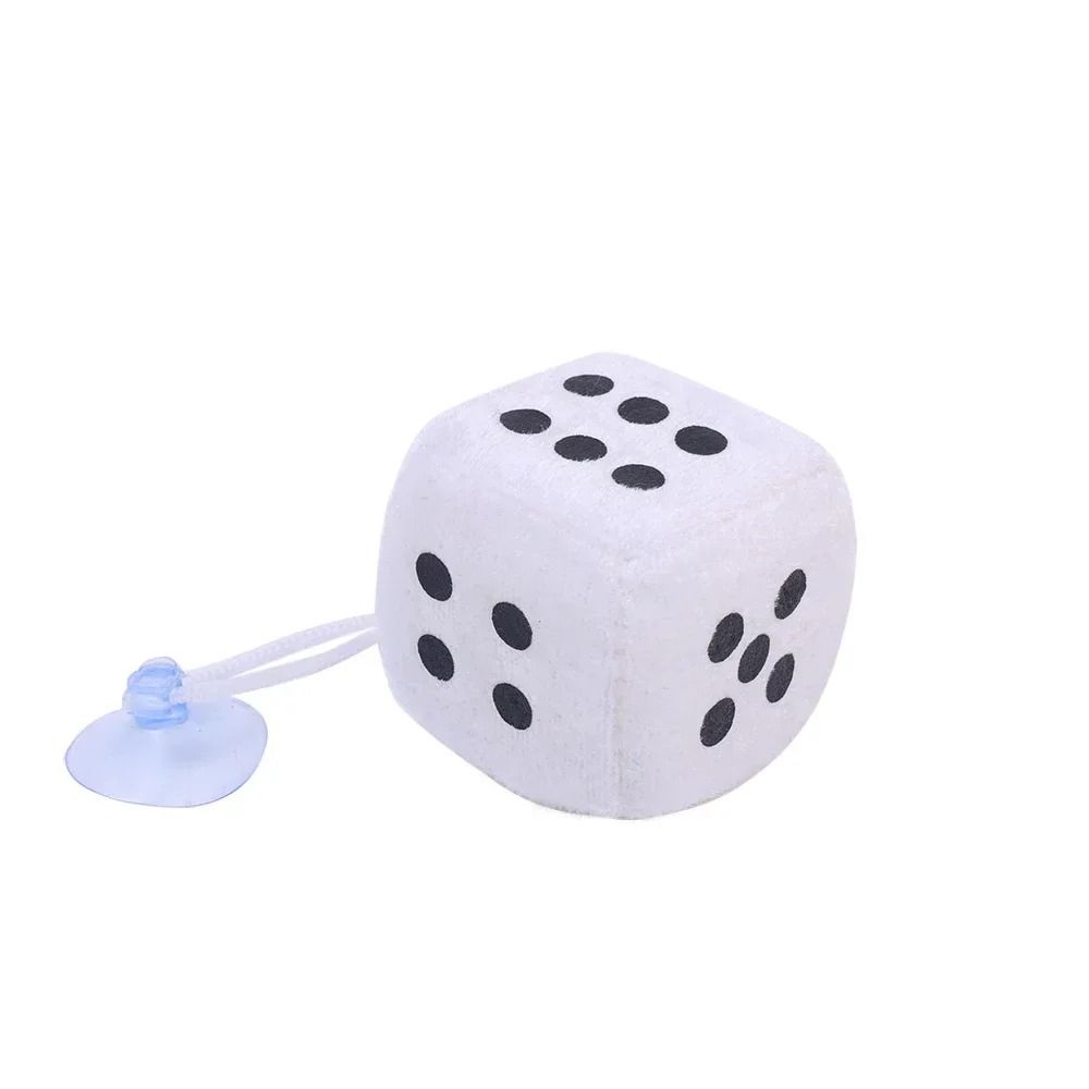 Retro Plush Fuzzy Dice Hanging Car Mirror Decor