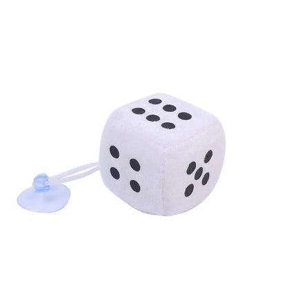 Retro Plush Fuzzy Dice Hanging Car Mirror Decor