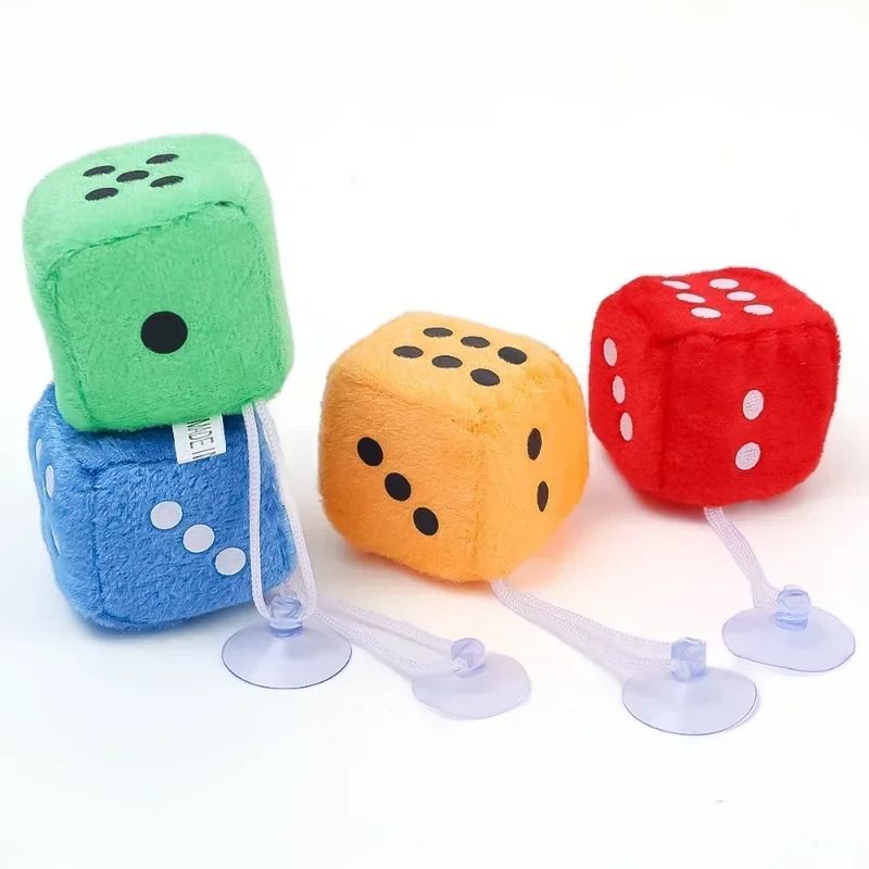 Retro Plush Fuzzy Dice Hanging Car Mirror Decor