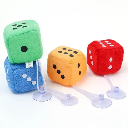 Retro Plush Fuzzy Dice Hanging Car Mirror Decor