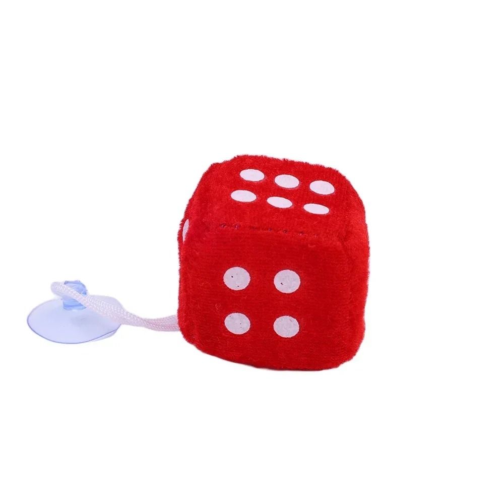 Retro Plush Fuzzy Dice Hanging Car Mirror Decor