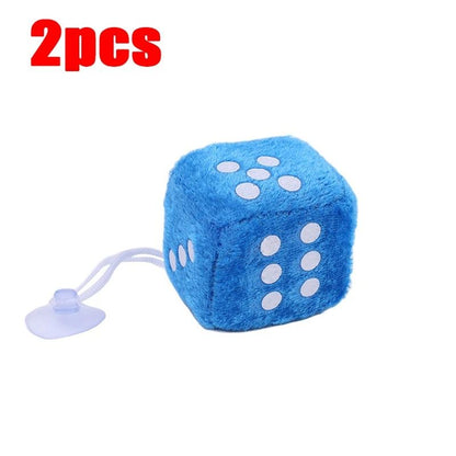 Retro Plush Fuzzy Dice Hanging Car Mirror Decor