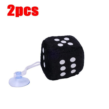 Retro Plush Fuzzy Dice Hanging Car Mirror Decor