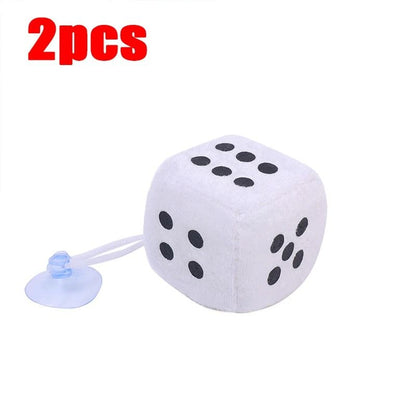 Retro Plush Fuzzy Dice Hanging Car Mirror Decor