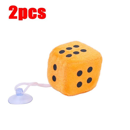 Retro Plush Fuzzy Dice Hanging Car Mirror Decor