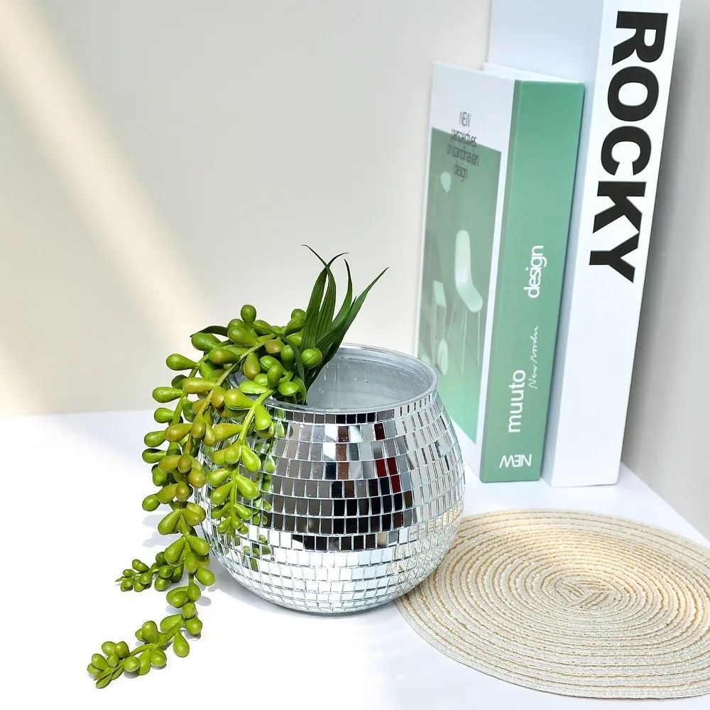 Disco Ball Flower Pot Mirror Vase for Home Decor