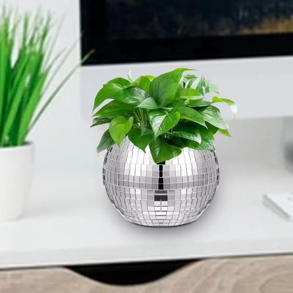 Disco Ball Flower Pot Mirror Vase for Home Decor