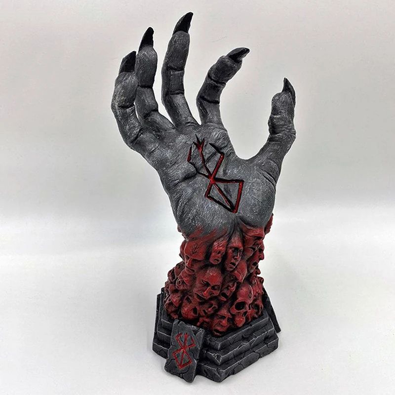 Berserk Grim Reaper Resin Statue – Skull Rune Devil Hand Gothic Home Decor Figurine