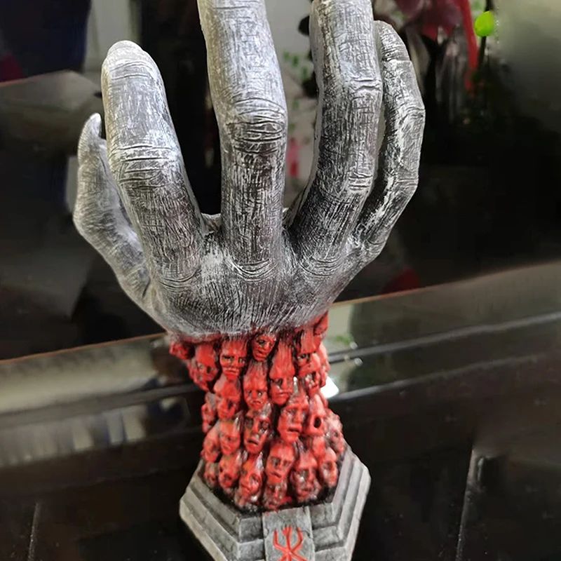 Berserk Grim Reaper Resin Statue – Skull Rune Devil Hand Gothic Home Decor Figurine