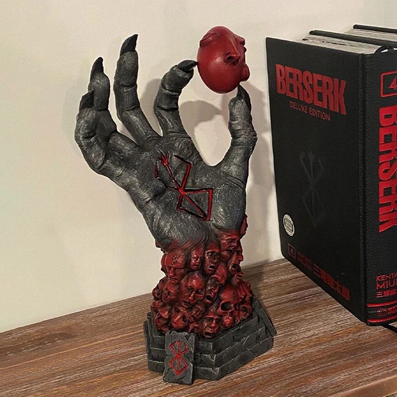 Berserk Grim Reaper Resin Statue – Skull Rune Devil Hand Gothic Home Decor Figurine