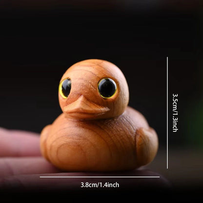 Handcrafted Wooden Yellow Duck Ornament – Cute Solid Wood Desktop Decoration